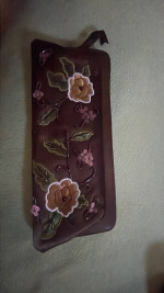 Embroidered clutch purse