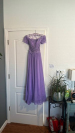 Purple Off-The-Shoulder Prom Dress
