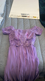 Purple Off-The-Shoulder Prom Dress