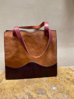 Rare, new, tooled and painted leather tote