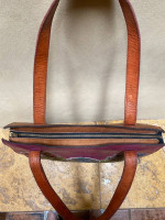 Rare, new, tooled and painted leather tote