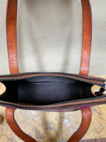 Rare, new, tooled and painted leather tote
