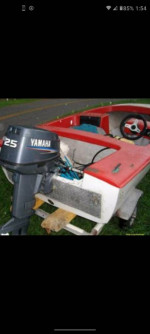1956 formula thunderbird 14' v hull fiberglass boat and trailer