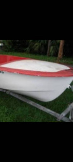 1956 formula thunderbird 14' v hull fiberglass boat and trailer