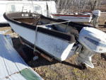 Vintage chrysler boat 16 ft. Outboard with tralier no titles antique