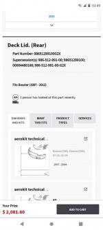 New oem Porsche Boxster trunk lid