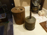 Antique Oil Can & Metal Funnel