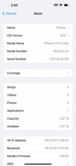 Apple iPhone 14 Pro Max 1TB Space Black Unlocked Like New Condition