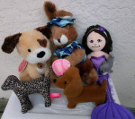 5 TOYS Talking Hallmark Puppy Mermaid Barking Doxie VS PINK Dog Bunny