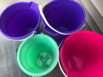 Sand Pails Beach Buckets Toys w/Shovels Set of 4