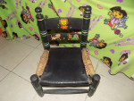 Vintage Wooden Child's Chair Ladder Back Woven Seat