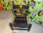 Vintage Wooden Child's Chair Ladder Back Woven Seat