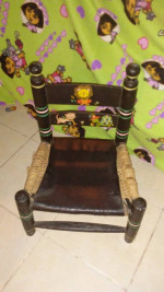 Vintage Wooden Child's Chair Ladder Back Woven Seat