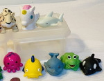 Lot of 14 Assorted Plastic Bathtub Toys Whale Frog Gator Leopard