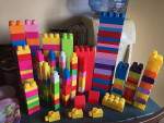 Fisher Price Little People Builders Wagon & Mega Bloks Duplo Set