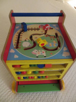 Wooden Activity Cube Push toy for toddlers games puzzles walker solid