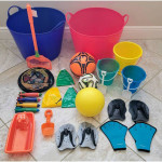 Kids Pool & Beach Sand Toy Set Buckets, Shovels, Ball Games, 25pcs