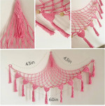 Stuffed Animal Storage Hammock Display, Corner Net for wall- Pink