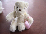 Avon 12" 1998 Vintage White Teddy Bear Pink Angel