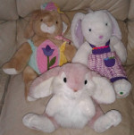 (3) EASTER BUNNIES -- Toy Stuffed Animals Rabbits