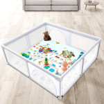Baby Playpen with Play Mat, 79x71x27 Extra Large Activity Center Light