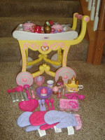 Vintage Beauty & The Beast Toy Set With Rolling Cart