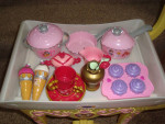 Vintage Beauty & The Beast Toy Set With Rolling Cart