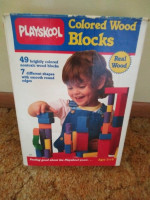 Colored WOOD WOODEN Building BLOCKS 56 Pieces