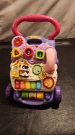 vtech sit to stand learning walker toy purple and pink