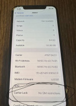 AT&T Apple IPhone X MQAK2LL/A 64GB unlocked