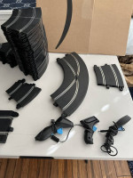 Huge lot of Scalextric track, controllers, power supplies