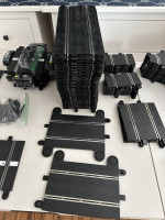 Huge lot of Scalextric track, controllers, power supplies
