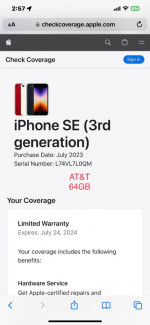 AT&T Cricket iPhone SE 3rd Gen 64GB Black APPLE WARRANTY JULY 24 2024