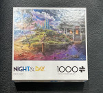 Buffalo Games Night & Day Beach Cabin 1000 Pc Jigsaw Puzzle 26.75x19.5