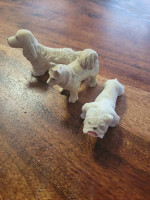 3 vintage doll house dogs