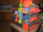 nerf gun lot with rack and ammo