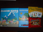 Card games Machi Koro, Ramen Fury, Play Nine