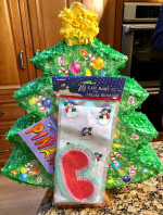 Christmas Tree Piñata with Gift Bags & Blindfold!