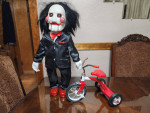 Saw  jigsaw billy horror spencers gifts 24" doll with metal tricycle
