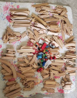 Over 200 pieces wooden train tracks Thomas and friends??? wooden track