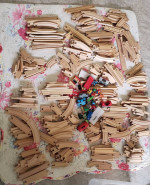 Over 200 pieces wooden train tracks Thomas and friends??? wooden track