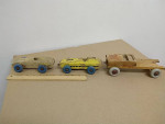 Vintage wood pull toys. Race cars and truck. Lot of 3