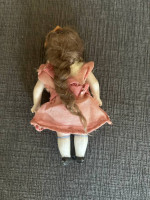 5" Antique German Bisque Porcelain Jointed Doll with Real Hair