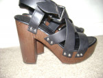 WOMEN'S STUDDED 5" HIGH CHUNKY HEEL SANDALS SHOES - SZ. 7