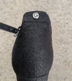 women's black glitter Guess 4 inch high sandals dress shoes