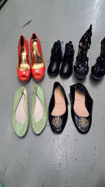 11 pairs of female shoes plus kids boots