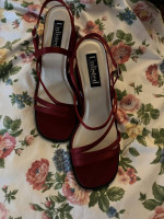 Women's Red Satin Dress  Shoes SIZE 10