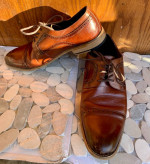 Men size 8.5W Nunn Bush 9M black boots, brown Stacy Adams dress shoes