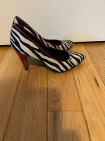 Ladies’ Zebra Striped 3.5” Red Heeled Shoes-Size 6.5-Worn Once