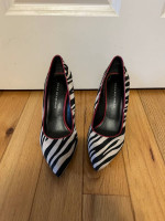 Ladies’ Zebra Striped 3.5” Red Heeled Shoes-Size 6.5-Worn Once
